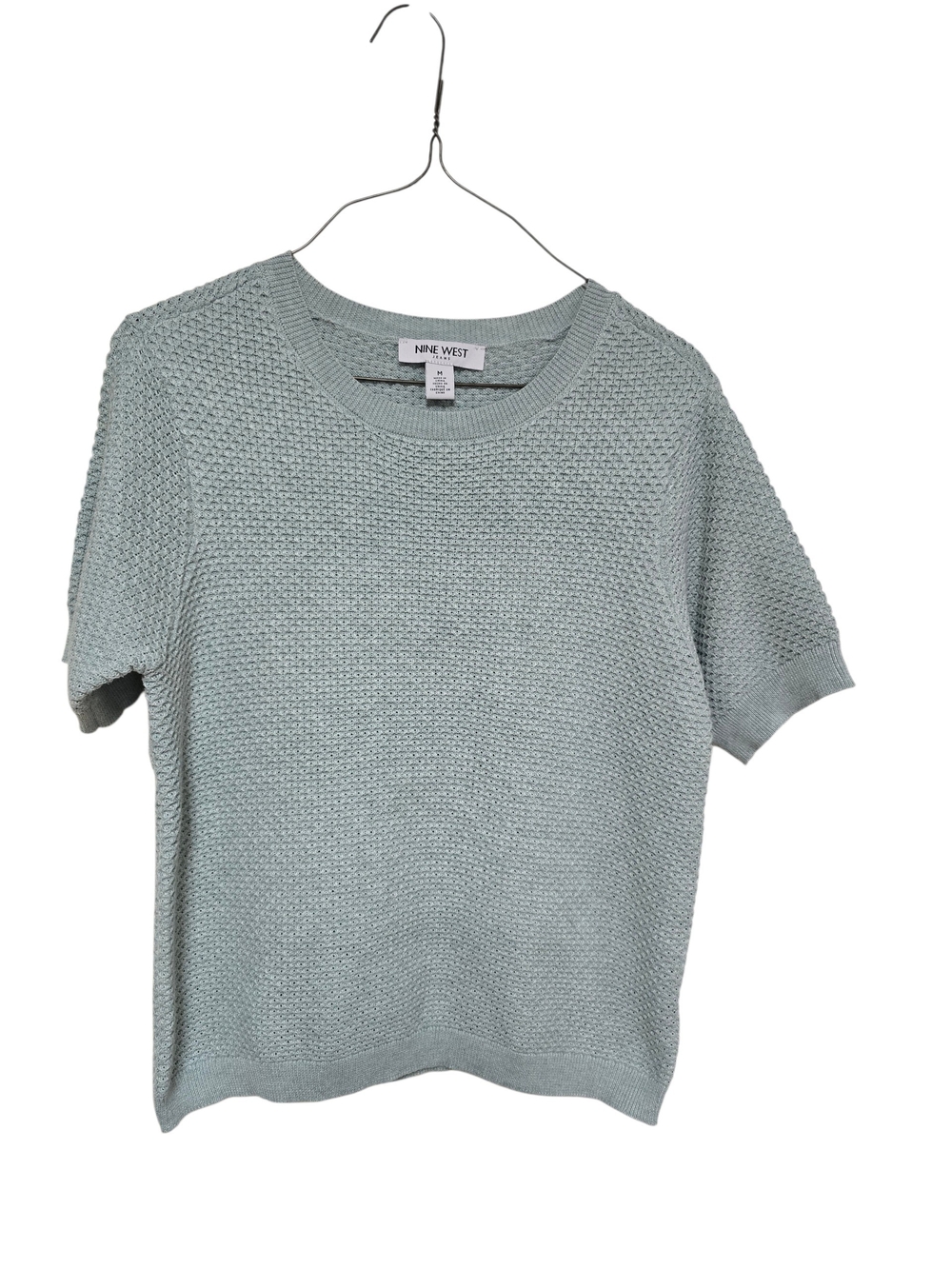 Nine West Light Mint Textured Short Sleeve Knit Top